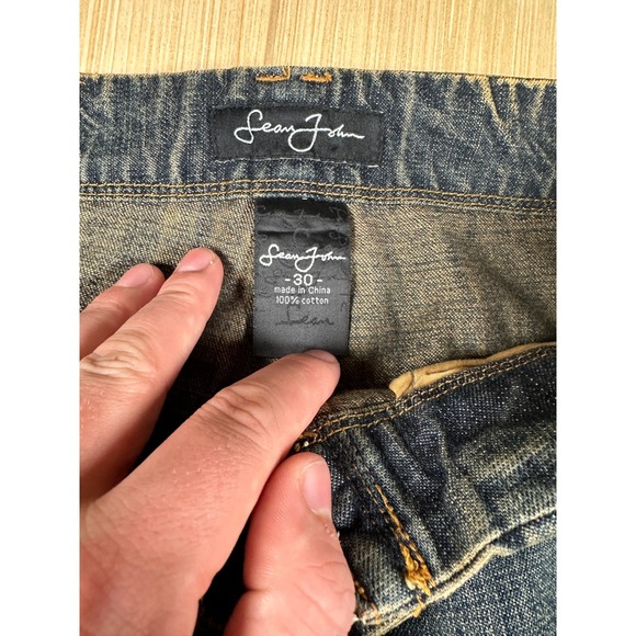 VTG Sean John Carpenter Jeans Mens 30 Blue Cotton High Rise Wide Leg Double Knee - Picture 5 of 11